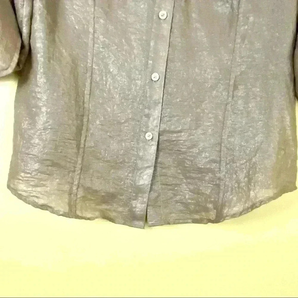 Calvin Klein Metallic Shimmer Button Down Shirt - Picture 3 of 9